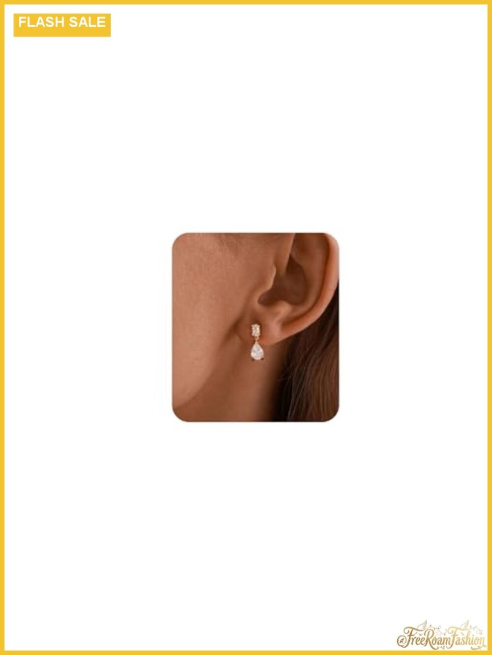Dangle Drop Gold Earrings with CZ Teardrop Leaf Design for Wedding Prom
